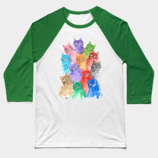 Cute Colourful Cats and Kittens painting Baseball T-Shirt